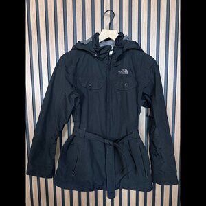 The North Face Coat Medium Womens Black 100% Nylon Belted Full Zip Jacket
